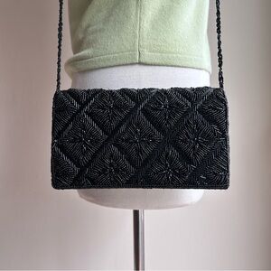 Elegant Black Beaded Clutch